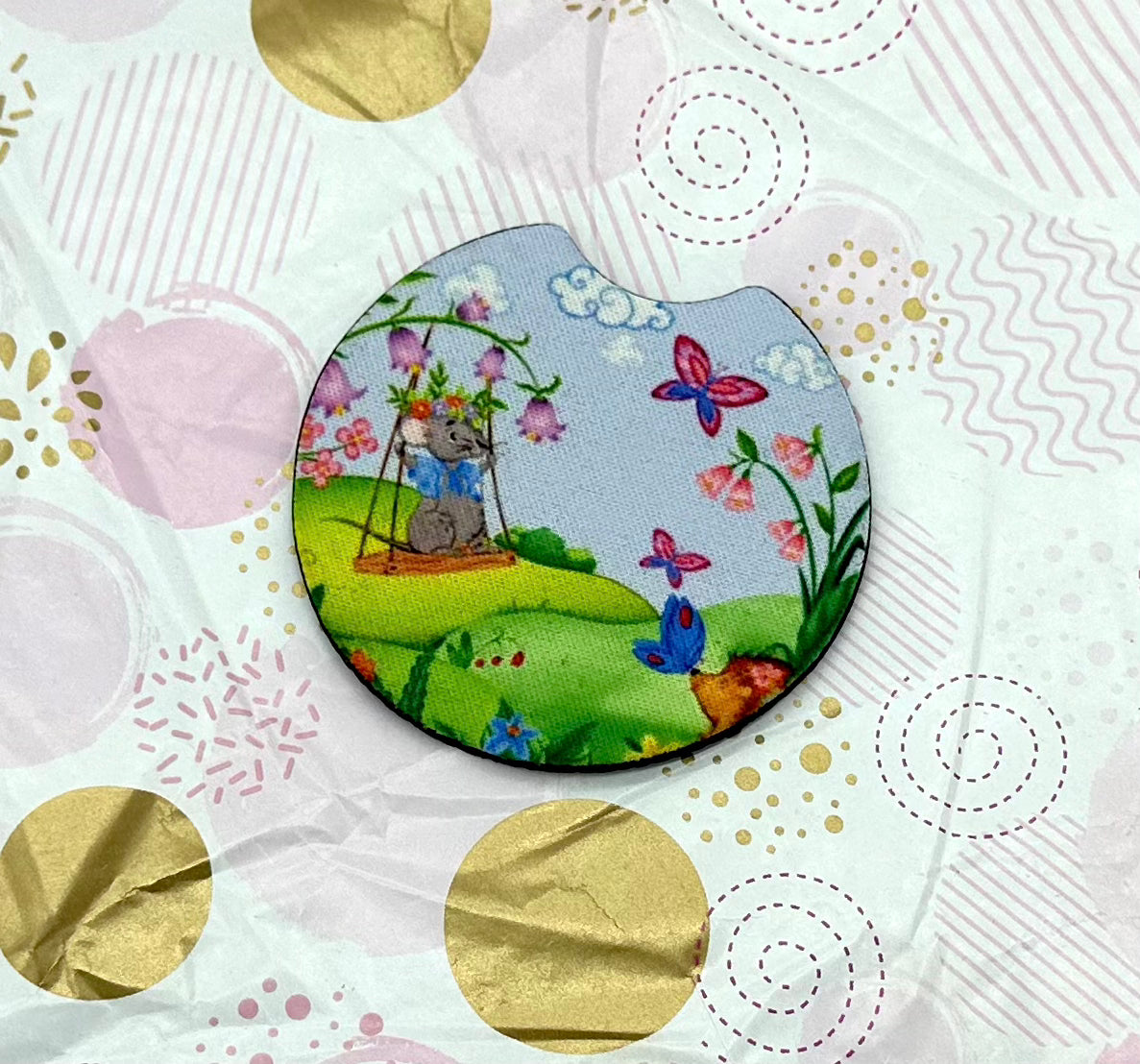 Cute Kawaii Porcupine Car Coaster Set Barb Wire Designs