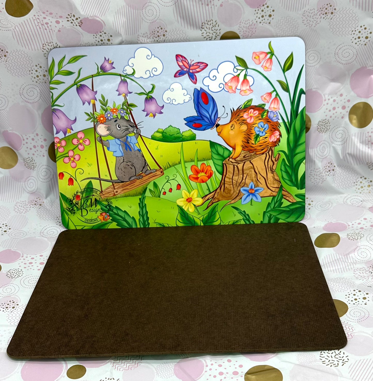 Porcu-Fine and Macey Placemat Barb Wire Designs