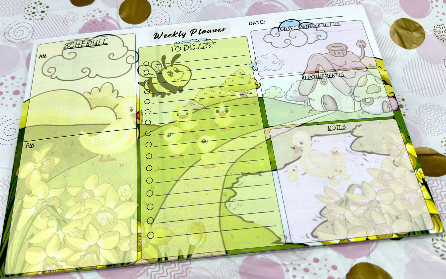 A4 Duckie Adventure Weekly Planner Pad Barb Wire Designs
