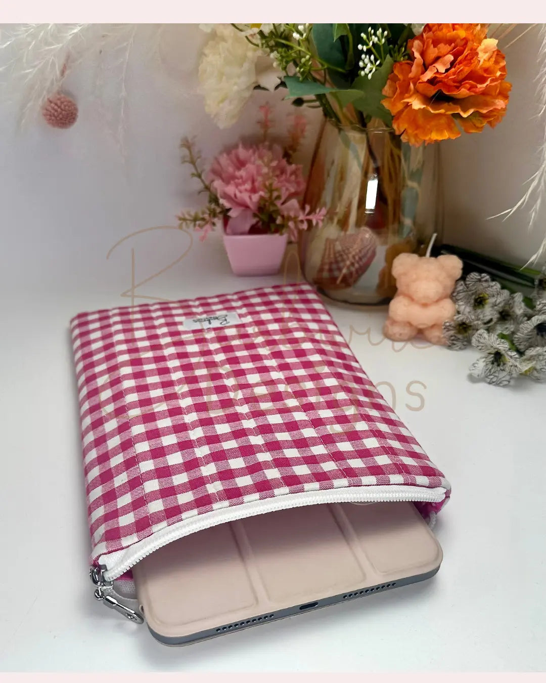 Sophia Zippered Quilted ipad mini sleeve Barb Wire Designs