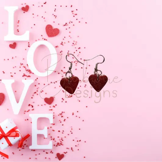 Heart Glitter Dangle Earrings Barb Wire Designs