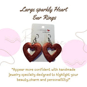 Heart Glitter Dangle Earrings Barb Wire Designs