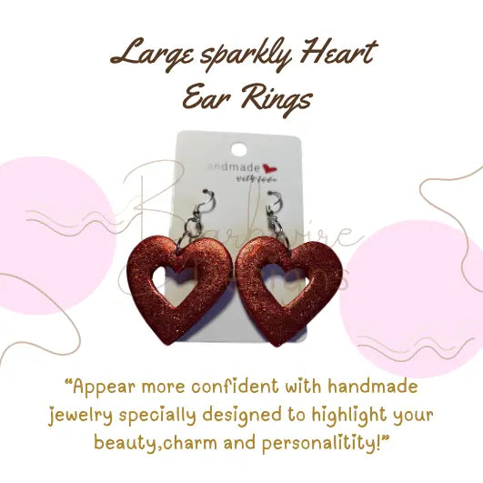 Heart Glitter Dangle Earrings Barb Wire Designs