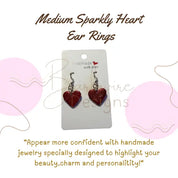 Heart Glitter Dangle Earrings Barb Wire Designs