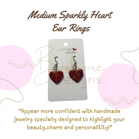 Heart Glitter Dangle Earrings Barb Wire Designs