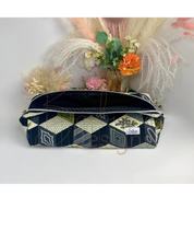 Tumbling Blocks Quilted Hair Tools Pouch Barb Wire Designs