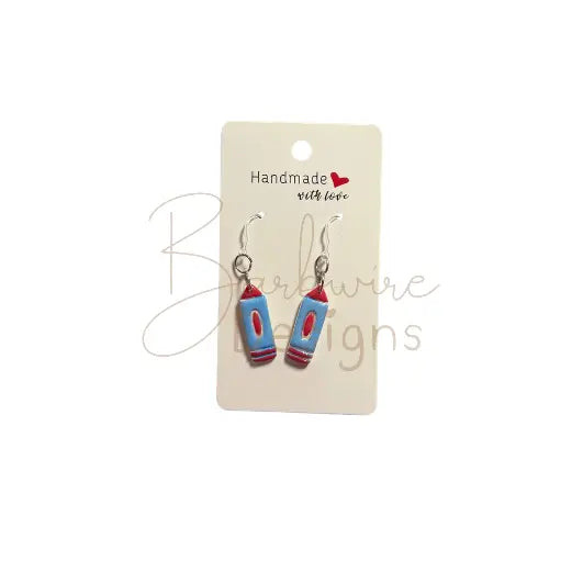 Crayon Earrings Barb Wire Designs