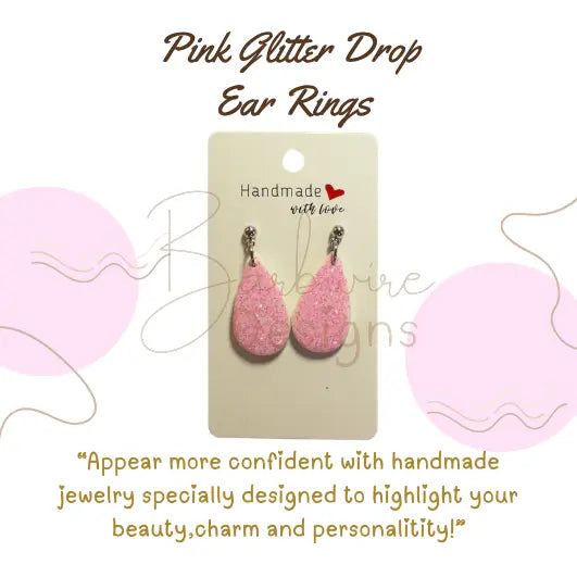 Pink Glitter drop earrings Barb Wire Designs
