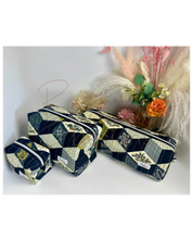 Tumbling Blocks Quilted Makeup Pouch Regular Barb Wire Designs