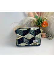 Tumbling Blocks Quilted Makeup Pouch Regular Barb Wire Designs