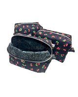 Black Cherry Quilted boxy makeup bag