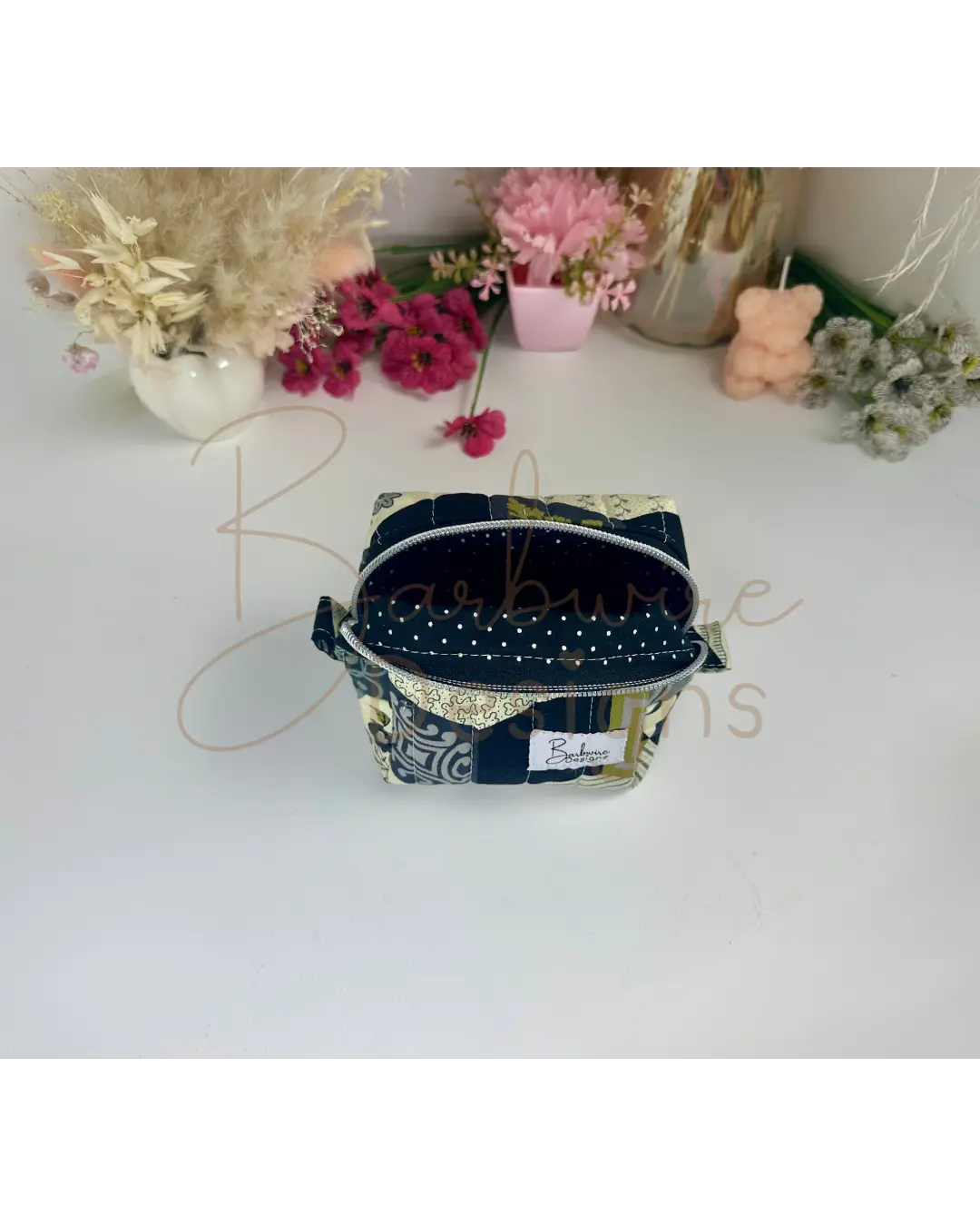 Tumbling Blocks Mini Toiletry/makeup pouch Barb Wire Designs