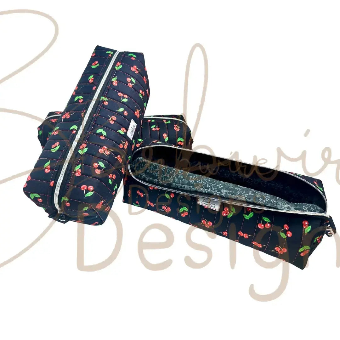 Black Cherry Quilted Hair Tools Pouch Barb Wire Designs