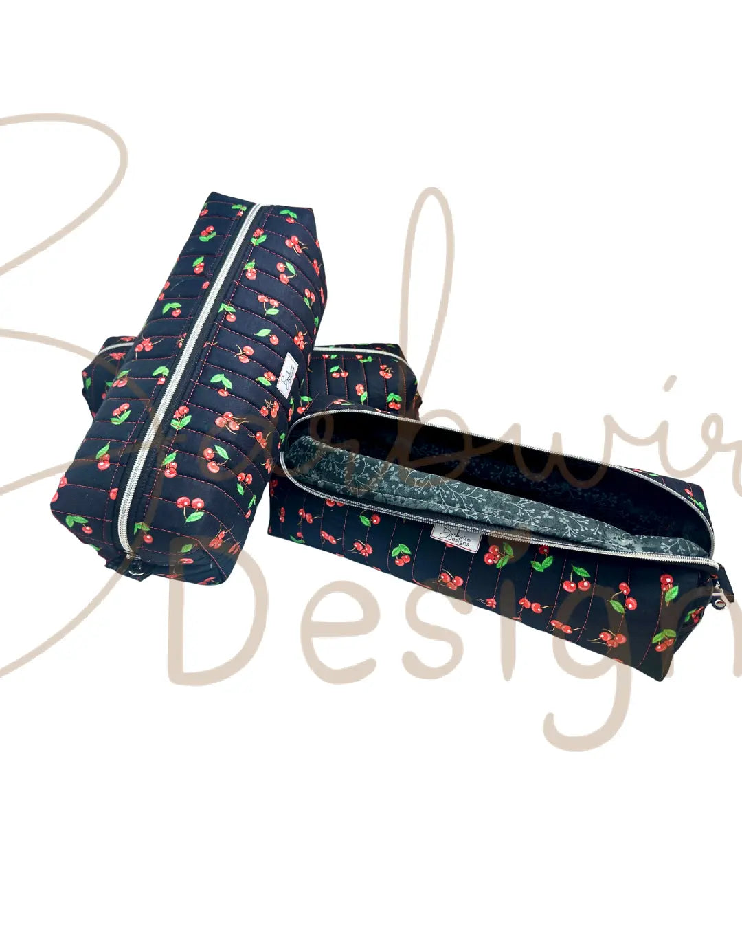 Black Cherry Quilted Hair Tools Pouch Barb Wire Designs