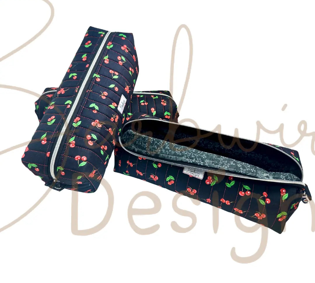 Black Cherry Quilted Hair Tools Pouch Barb Wire Designs