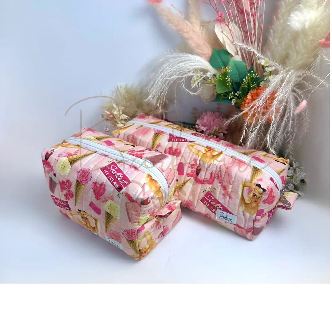 Ice Cream Quilted Hair Tools Pouch Barb Wire Designs