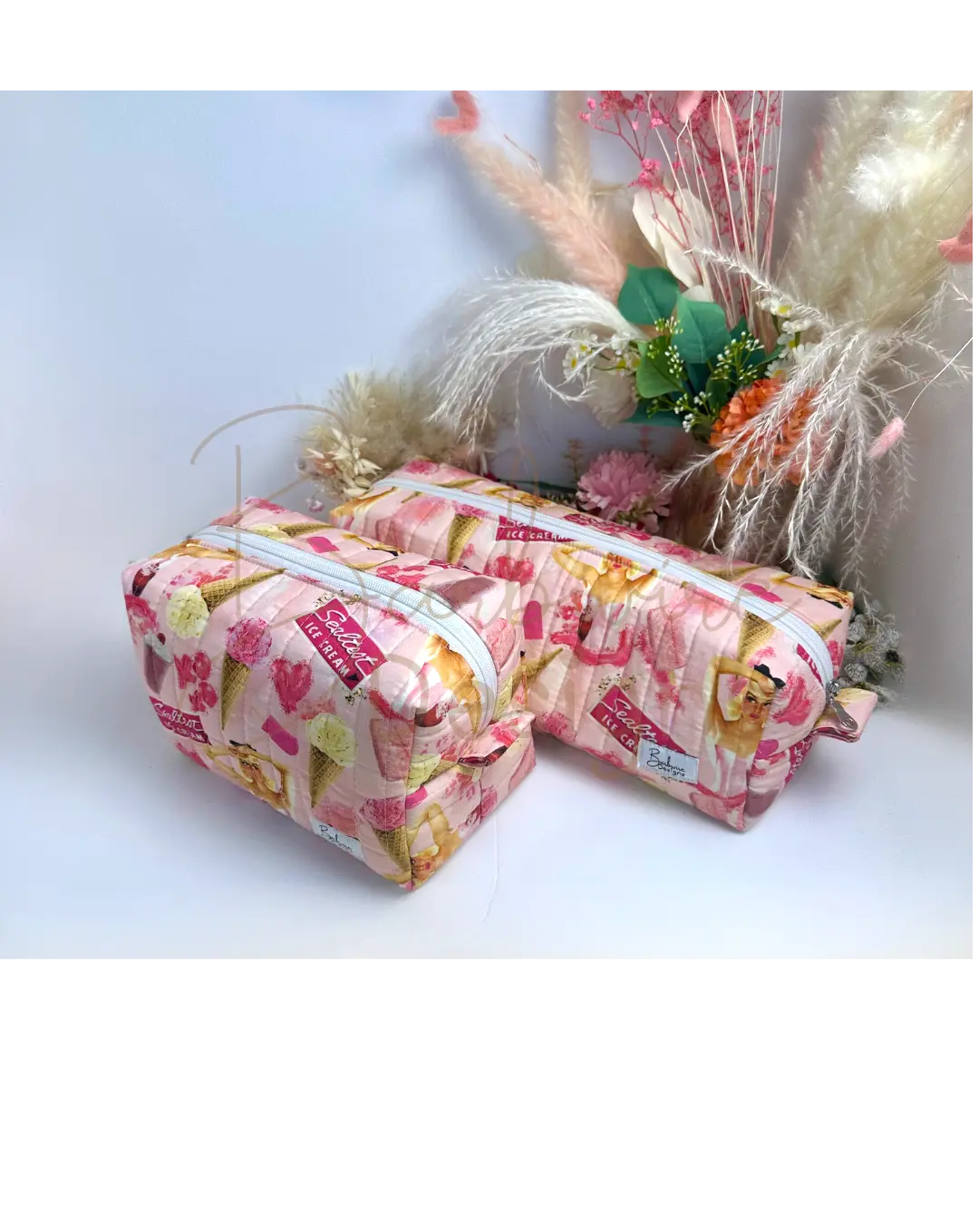 Ice Cream Quilted Hair Tools Pouch Barb Wire Designs