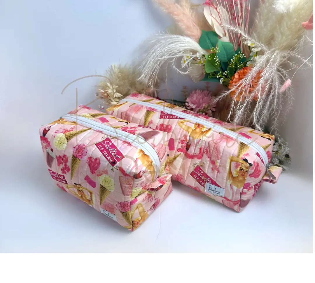 Ice Cream Quilted Hair Tools Pouch Barb Wire Designs