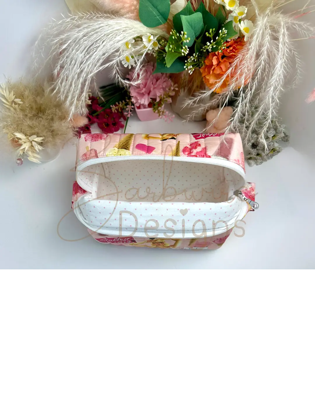 Ice Cream Quilted Makeup Pouch Regular Barb Wire Designs