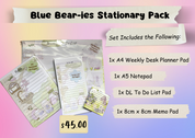 4 pc Blue Bear-ies Stationery Bundle Blueberries and Bears in a kawaii scenery Set 1