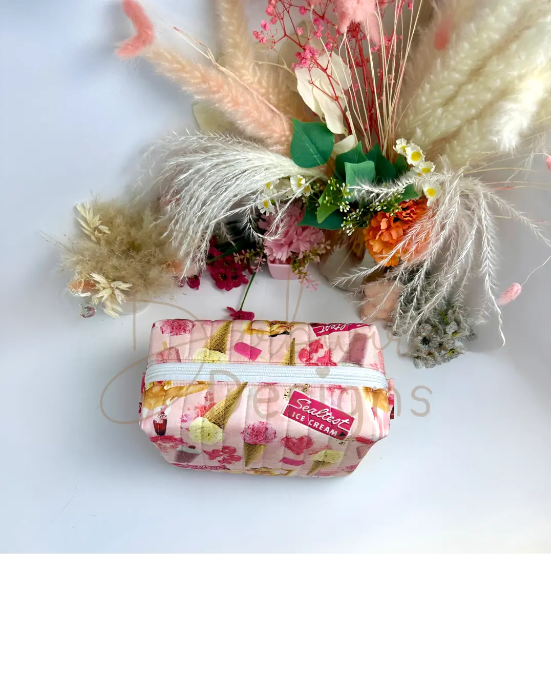 Ice Cream Quilted Makeup Pouch Regular Barb Wire Designs