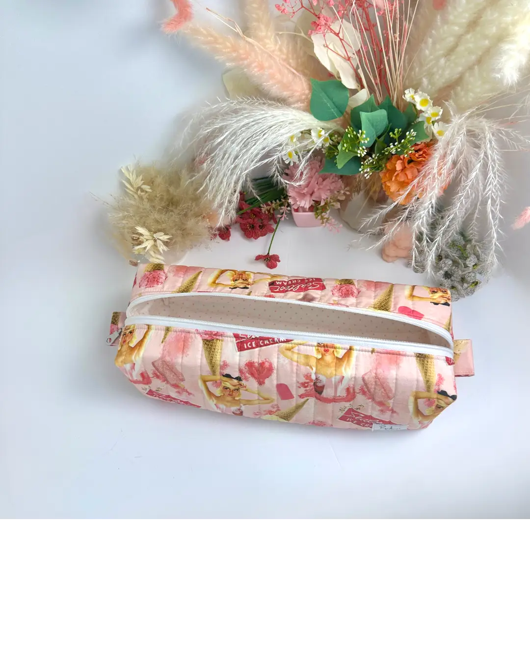 Ice Cream Quilted Hair Tools Pouch Barb Wire Designs