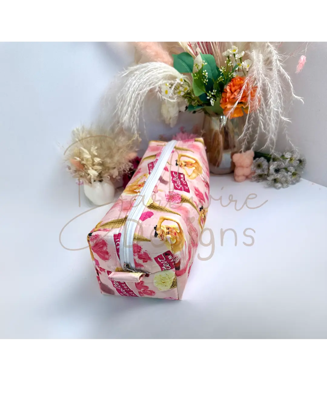 Ice Cream Quilted Hair Tools Pouch Barb Wire Designs