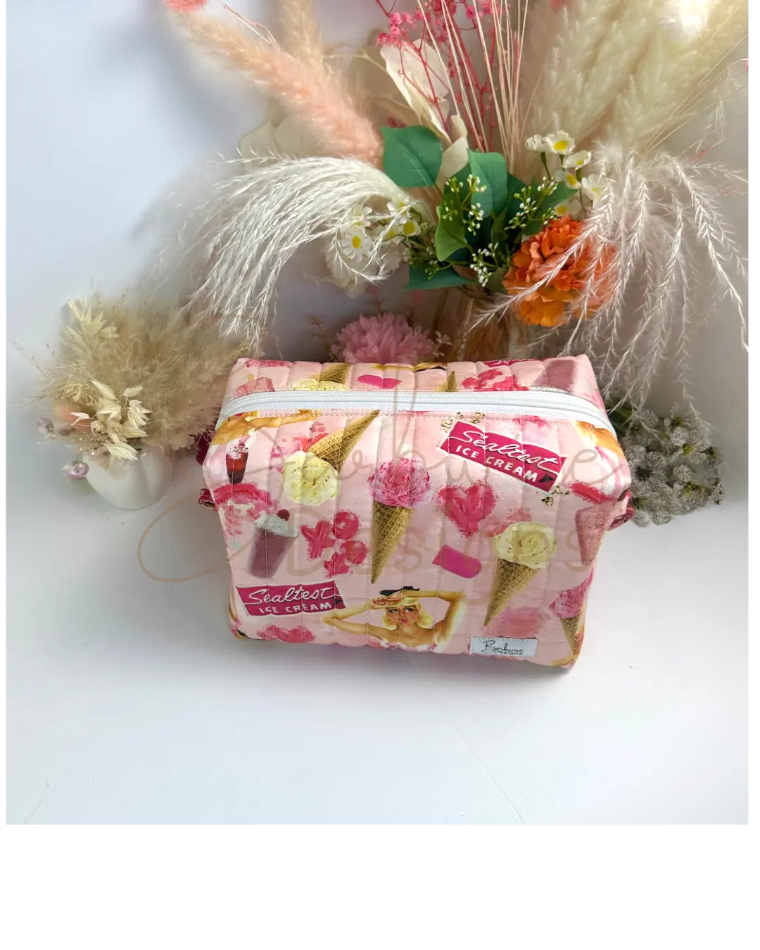 Ice Cream Quilted Makeup Pouch Regular Barb Wire Designs