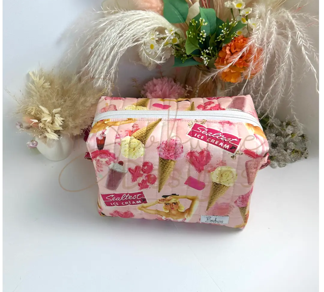 Ice Cream Quilted Makeup Pouch Regular Barb Wire Designs