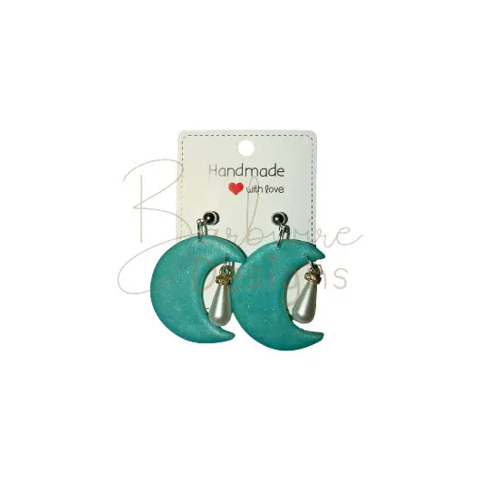 Blue Moon Pearl Ear Rings Barb Wire Designs