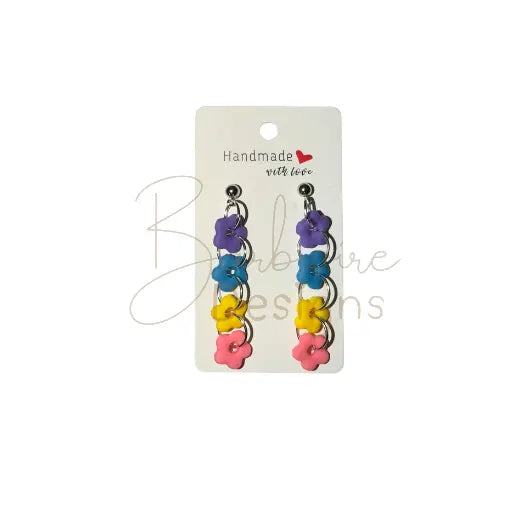 Coloured flowers Trail Earrings Barb Wire Designs