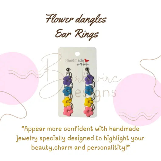 Coloured flowers Trail Earrings Barb Wire Designs
