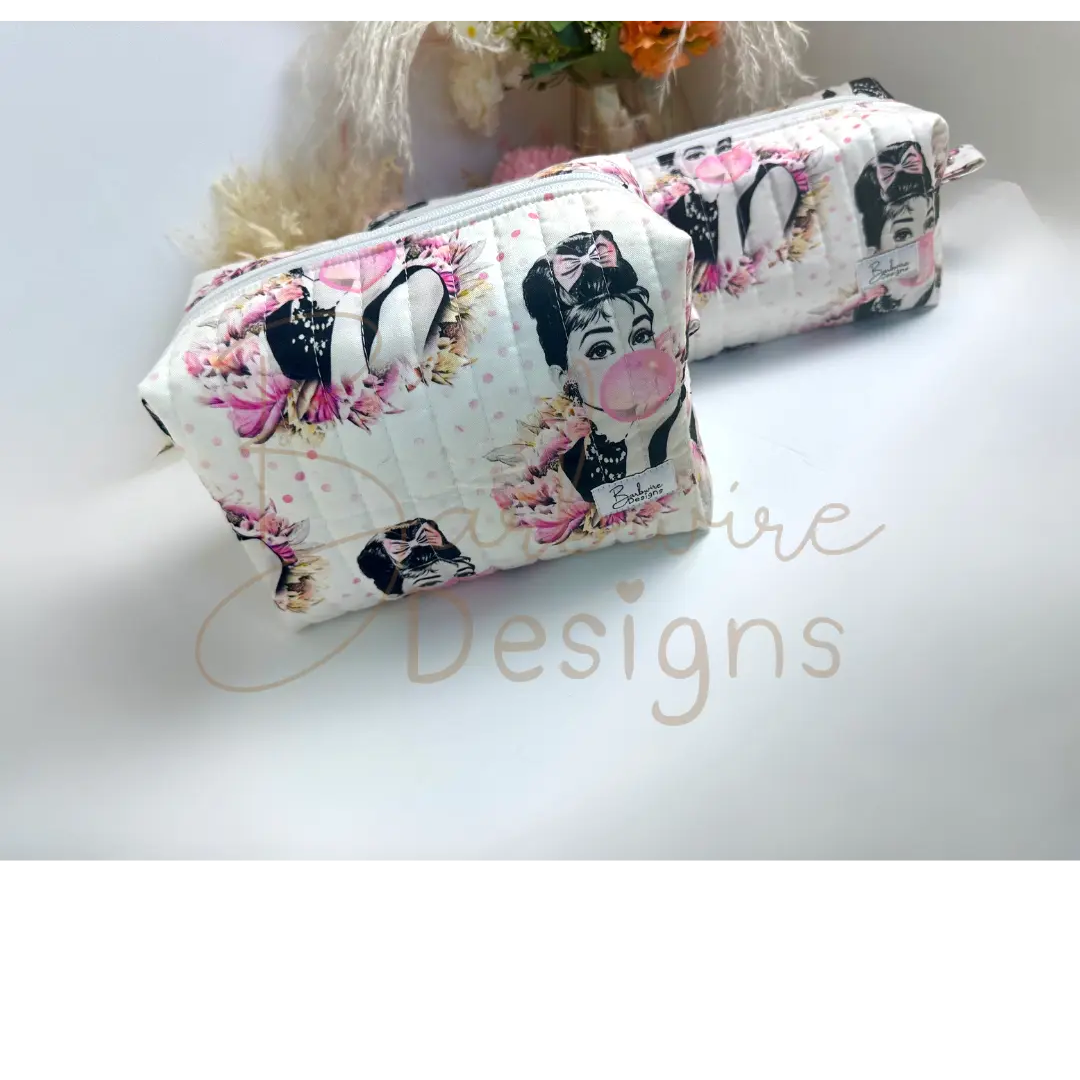 Bubblegum Quilted Makeup Pouch Regular Barb Wire Designs