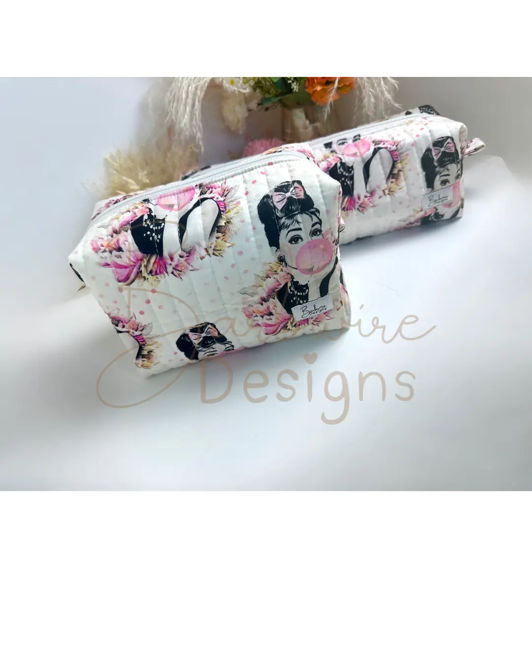 Bubblegum Quilted Makeup Pouch Regular Barb Wire Designs