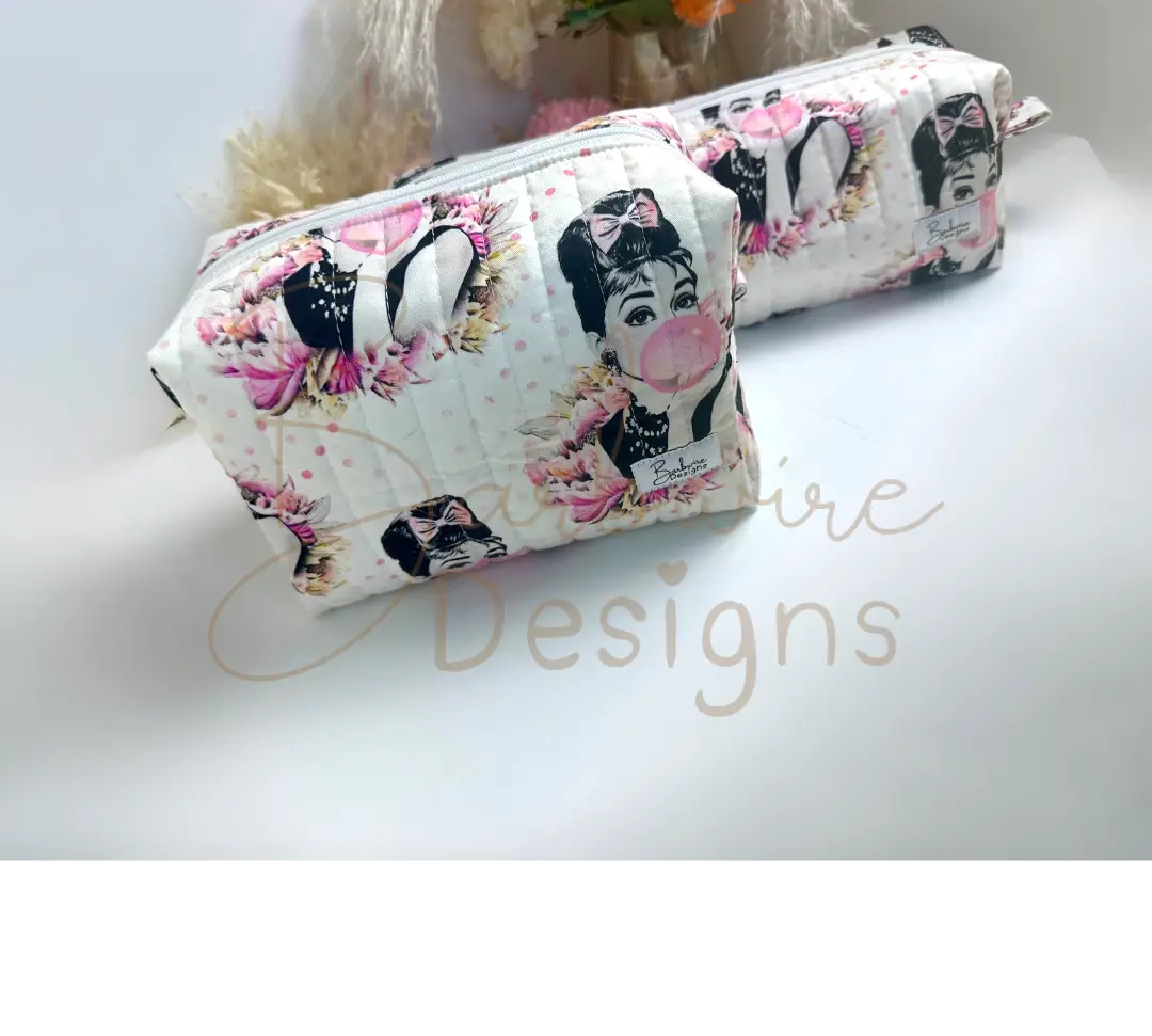 Bubblegum Quilted Makeup Pouch Regular Barb Wire Designs