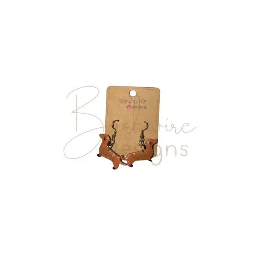 Sausage Dog Dangle Ear rings Barb Wire Designs