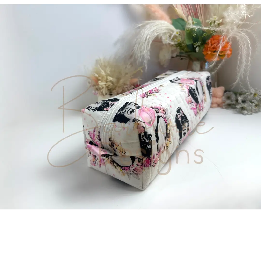 Bubblegum Quilted Hair Tools Pouch Barb Wire Designs
