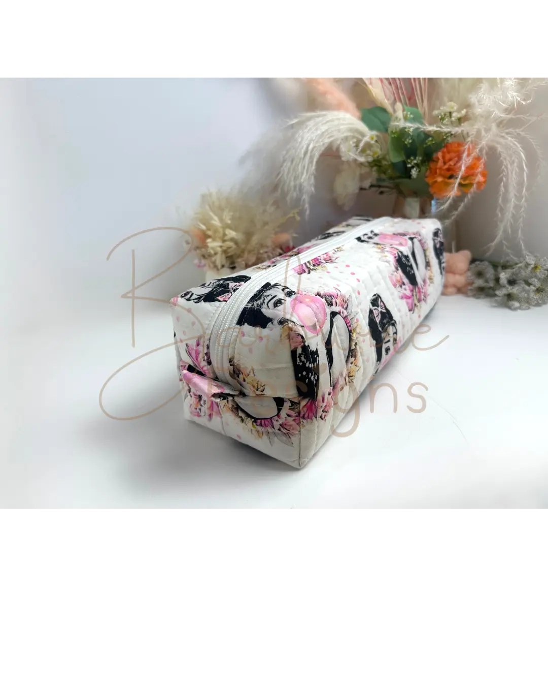 Bubblegum Quilted Hair Tools Pouch Barb Wire Designs