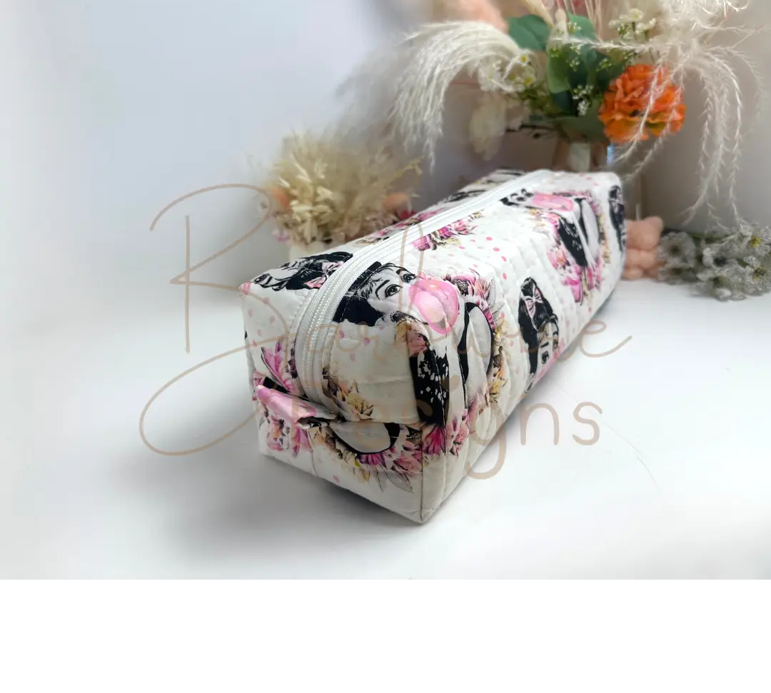 Bubblegum Quilted Hair Tools Pouch Barb Wire Designs