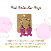 Pink Ribbon Dangle Earrings Barb Wire Designs