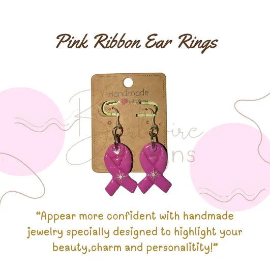 Pink Ribbon Dangle Earrings Barb Wire Designs