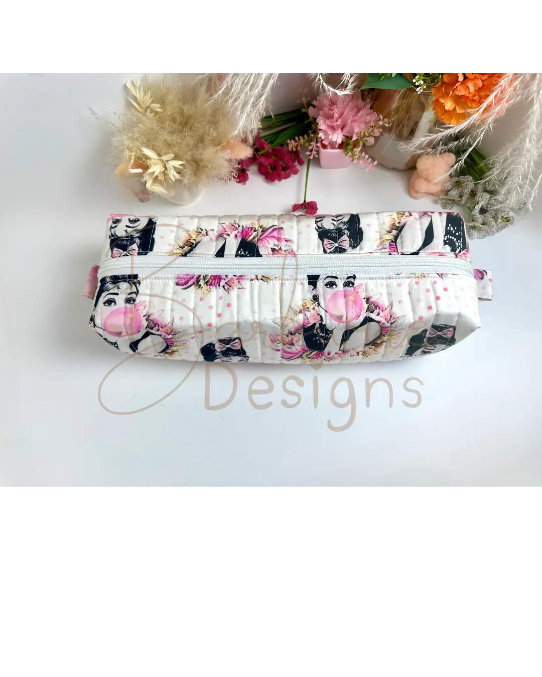 Bubblegum Quilted Hair Tools Pouch Barb Wire Designs