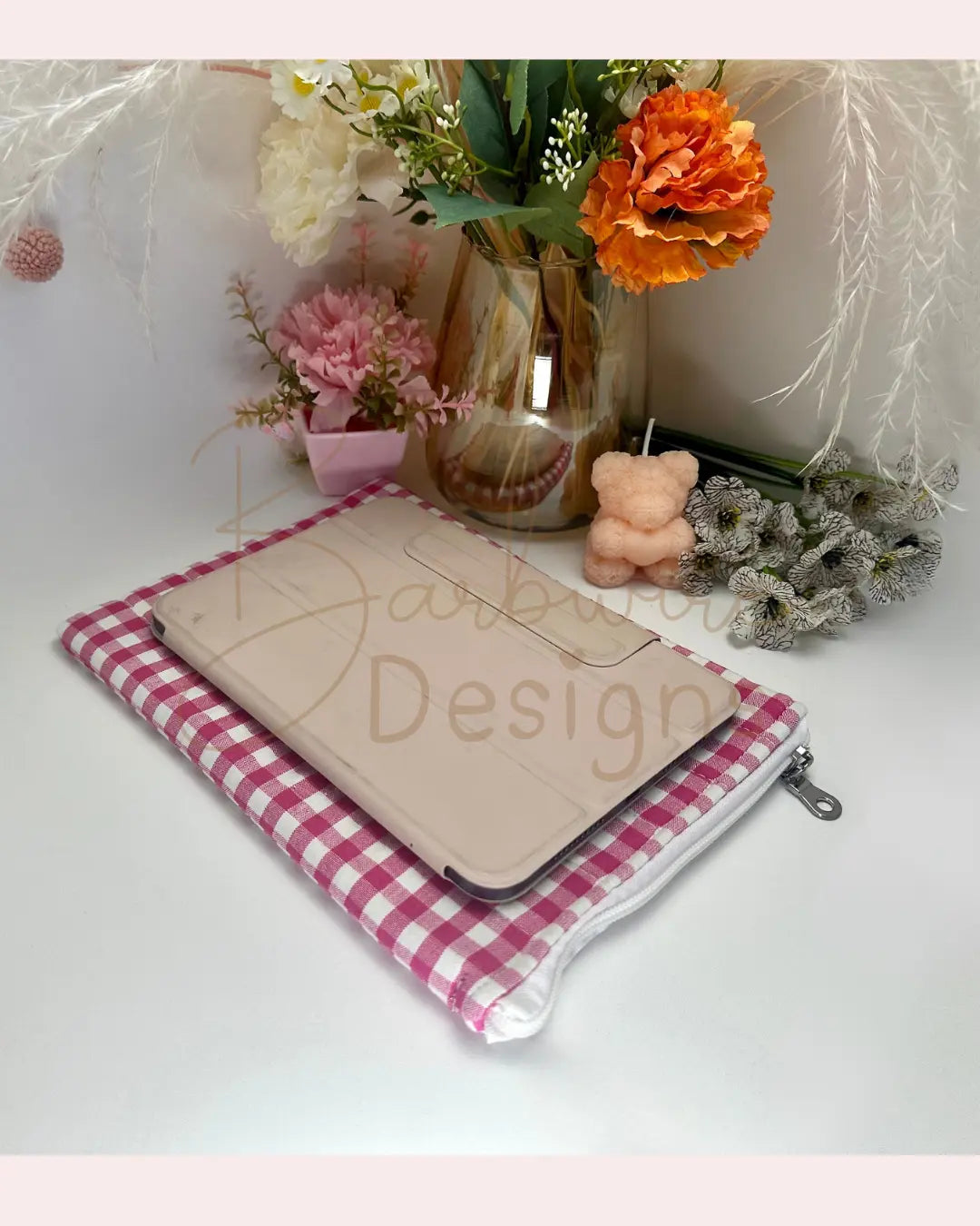 Sophia Zippered Quilted ipad mini sleeve Barb Wire Designs