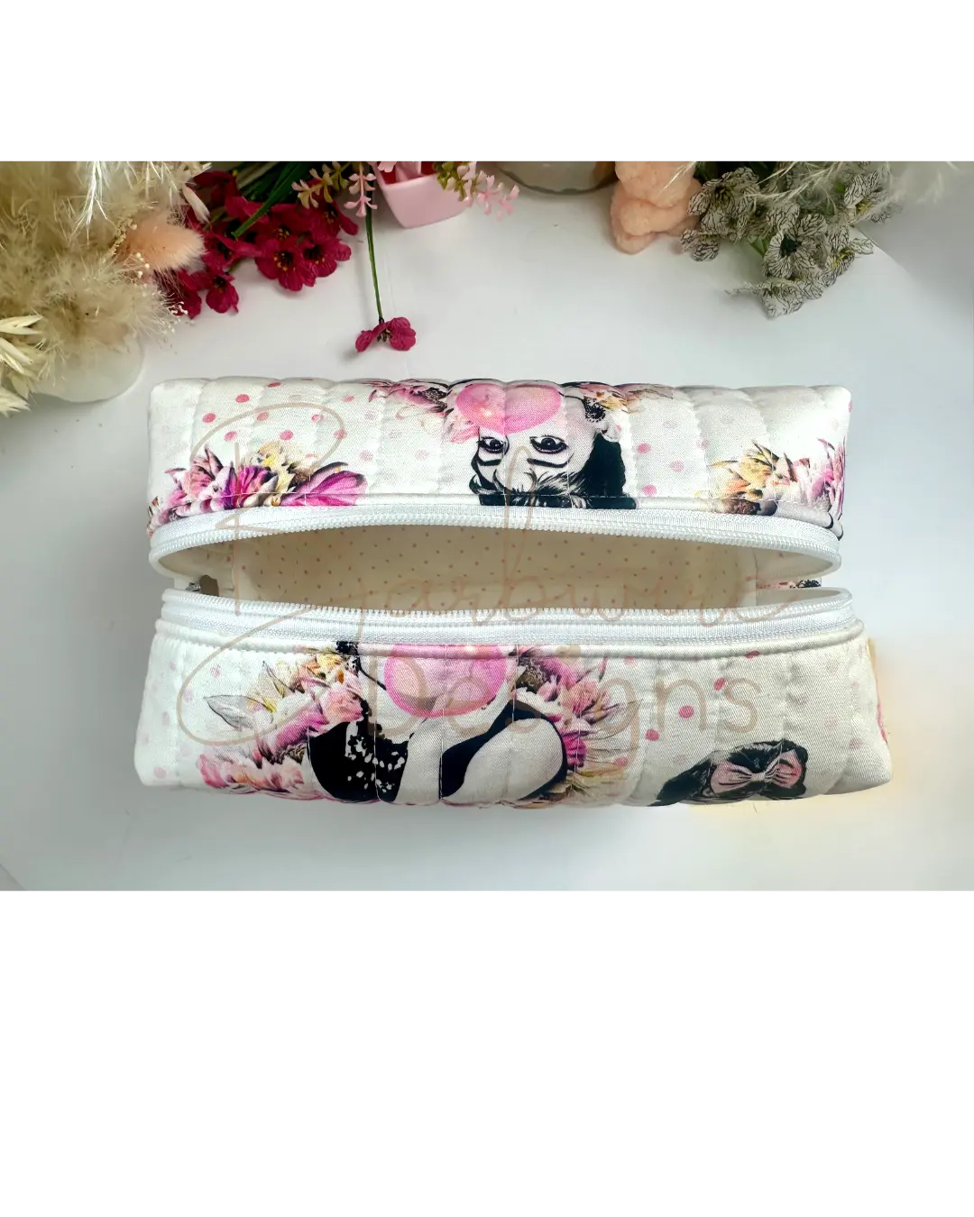 Bubblegum Quilted Makeup Pouch Regular Barb Wire Designs