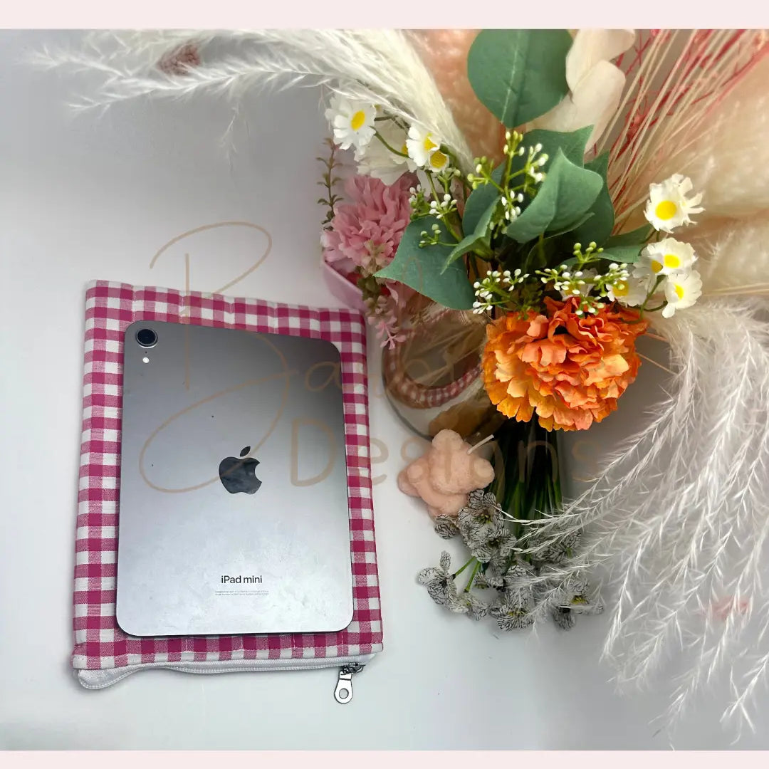 Sophia Zippered Quilted ipad mini sleeve Barb Wire Designs