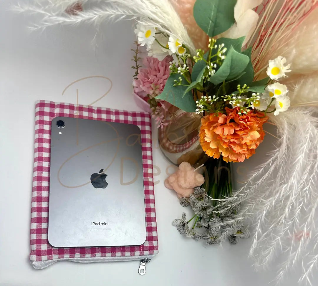 Sophia Zippered Quilted ipad mini sleeve Barb Wire Designs