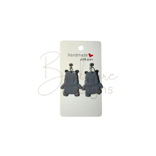 Hippo Dangle Ear rings Barb Wire Designs
