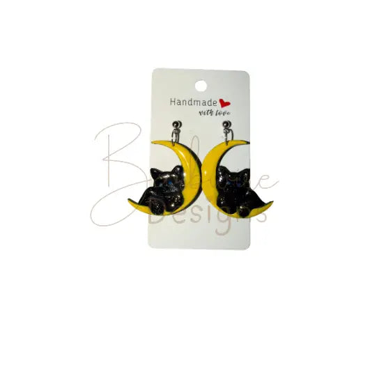 Moon Cat Earrings Barb Wire Designs