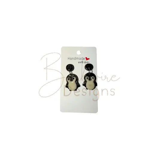 Penguin Dangle Ear rings Barb Wire Designs