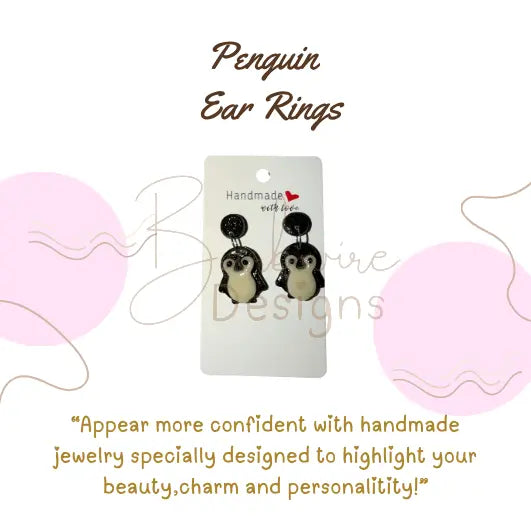 Penguin Dangle Ear rings Barb Wire Designs